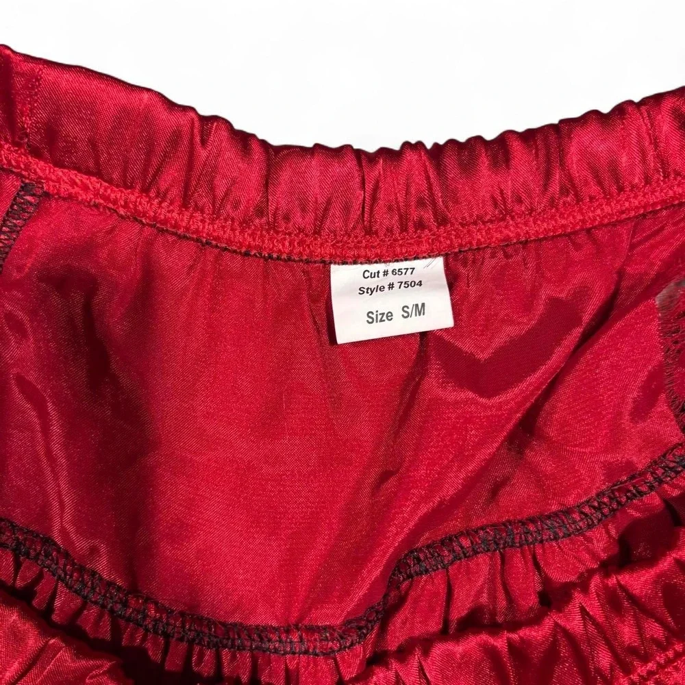 Y2K Red Satin Lace Ruffle Mini Skirt Bow Coquette🎋